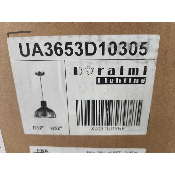 12″ Hammered Bronze Gold Pendant Light – Wood Accent, 52″ Drop - Picture 9 of 11